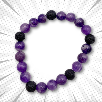 Bracelet "Ancrage terrestre" en Améthyste & Pierre de Lave - 8mm – Image 3