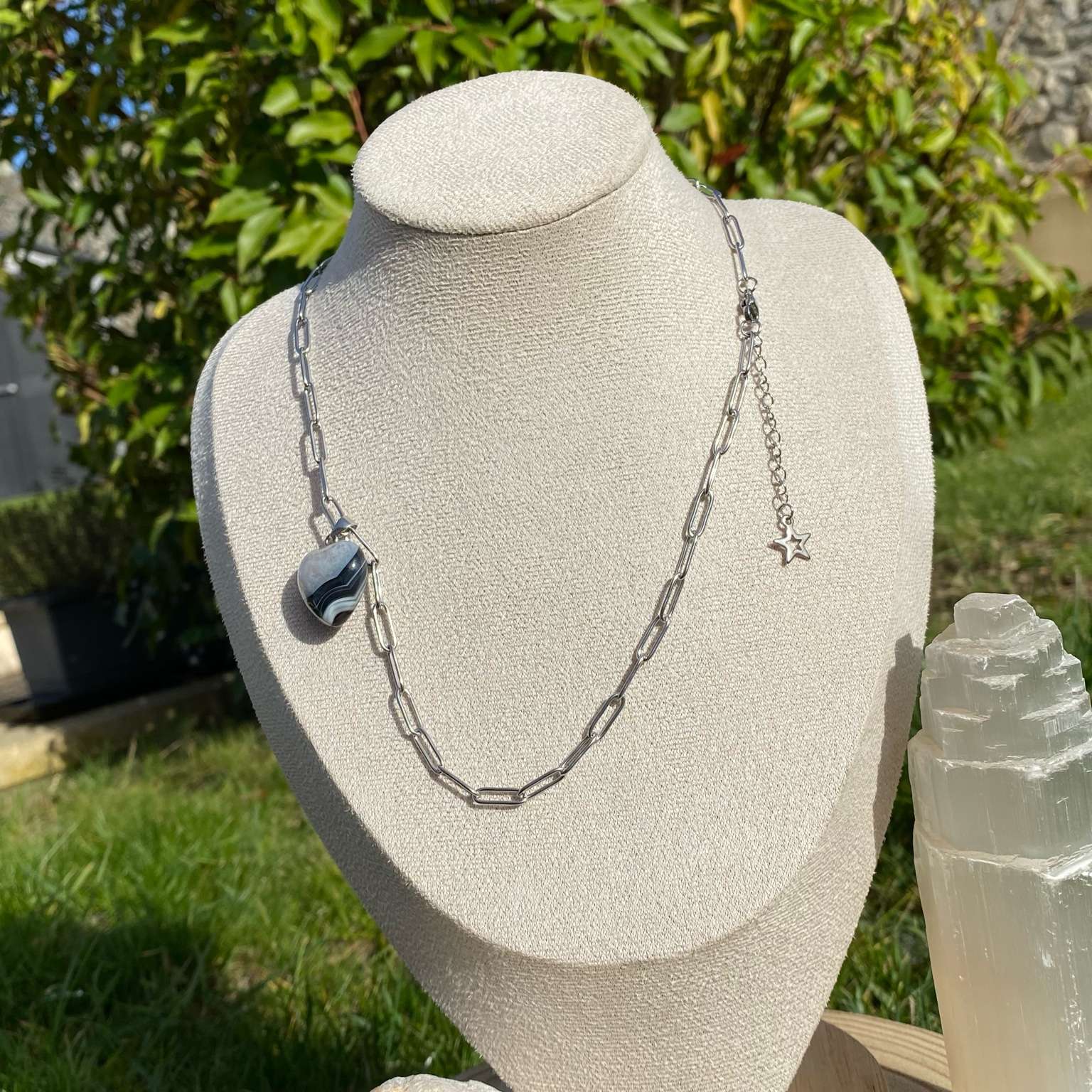 Collier pendentif cœur Agate noire - Calme & Ancrage – Image 7