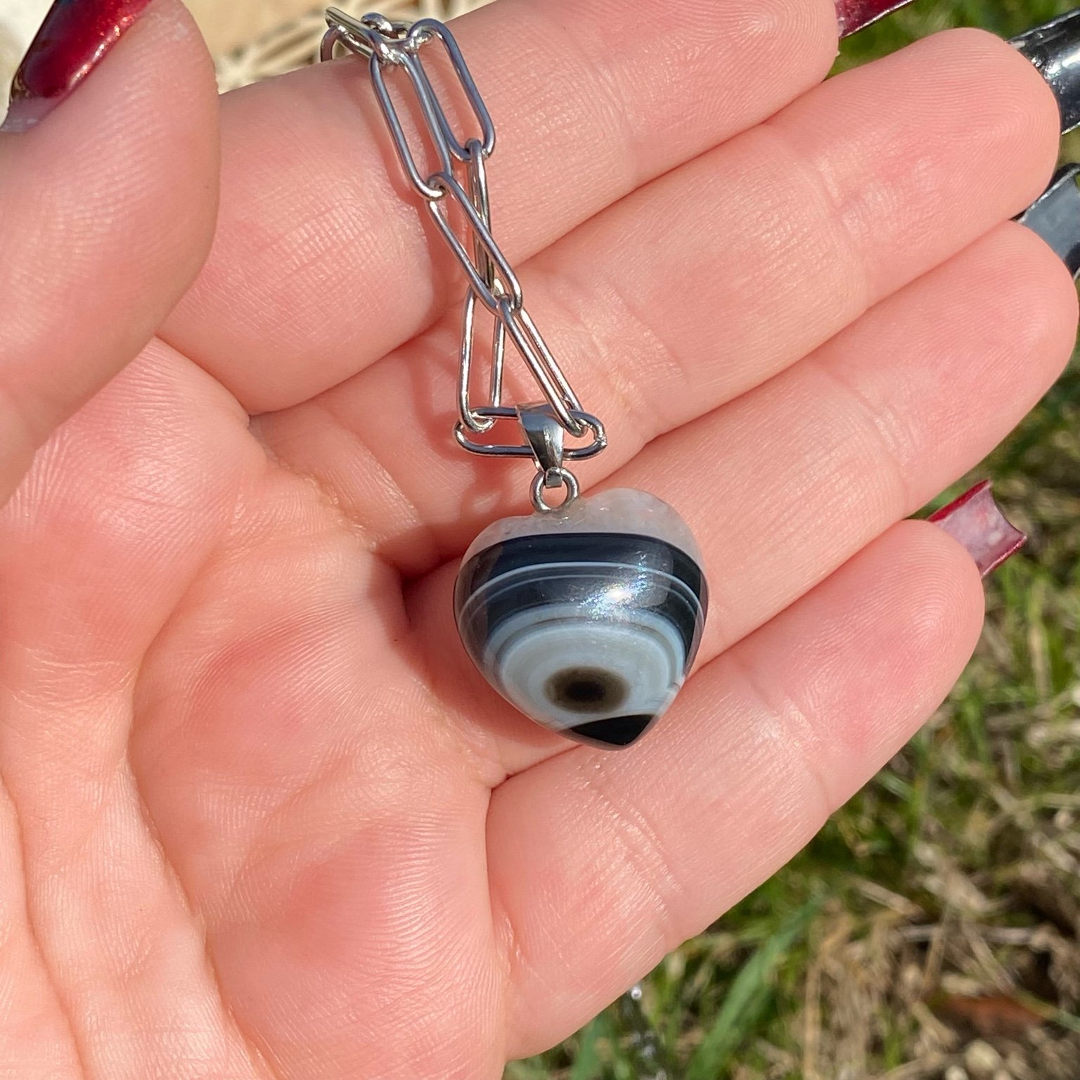 Collier pendentif cœur Agate noire - Calme & Ancrage – Image 2