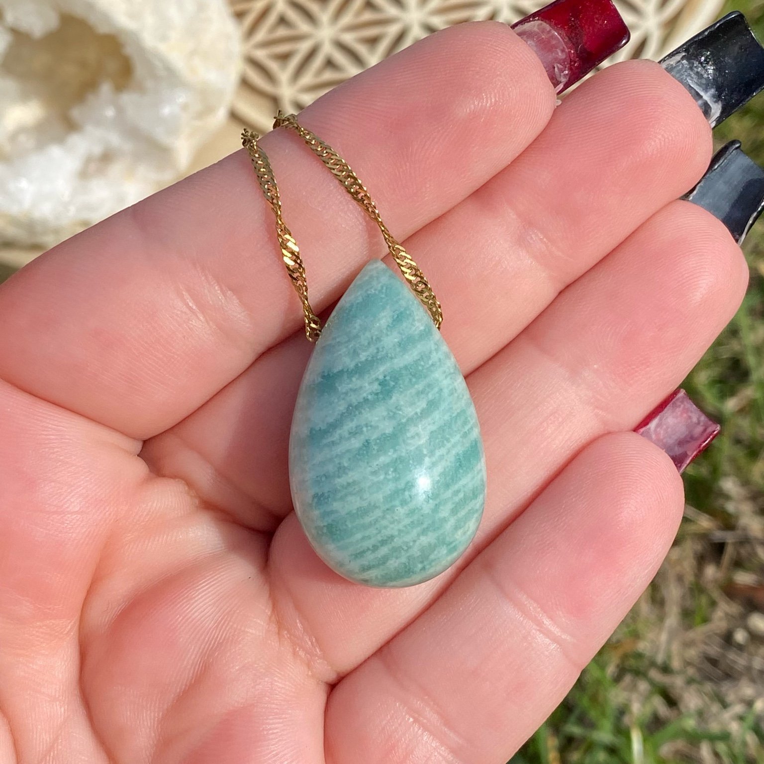 Collier pendentif Amazonite - Sérénité & Vérité du cœur – Image 2