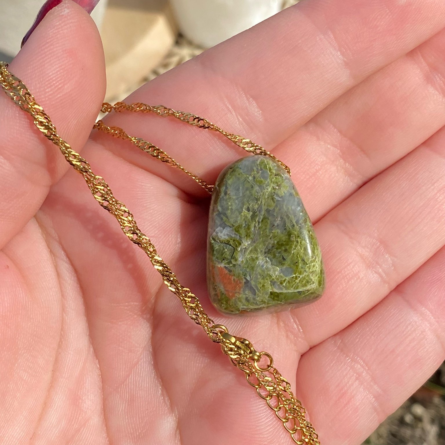 Collier pendentif Unakite - Soutien & Renaissance – Image 3