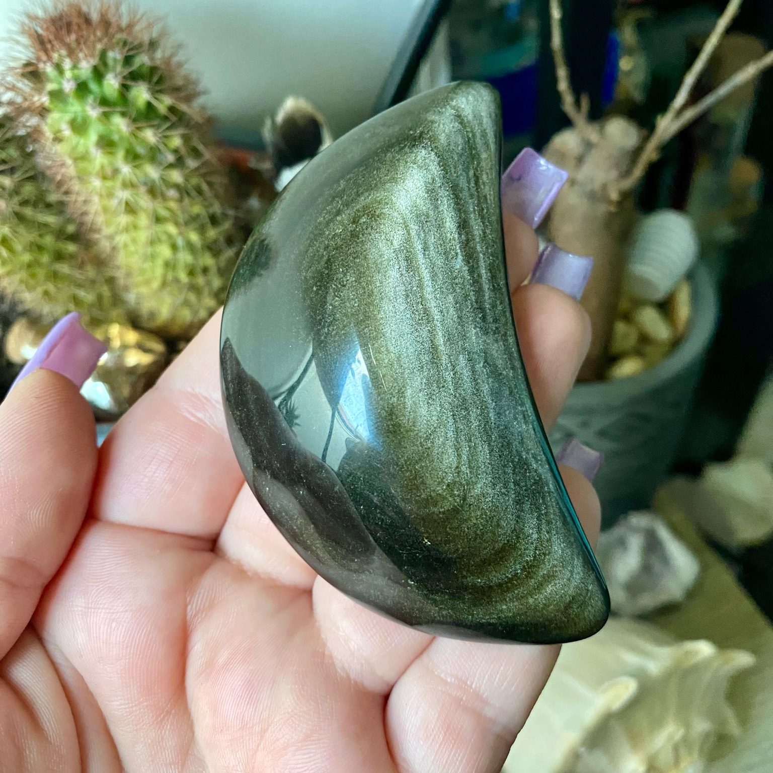 Lune obsidienne dorée protection énergétique