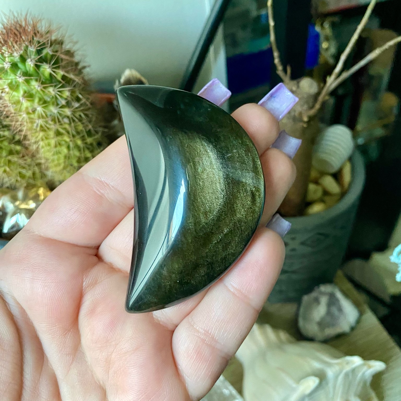 Lune obsidienne dorée protection douce