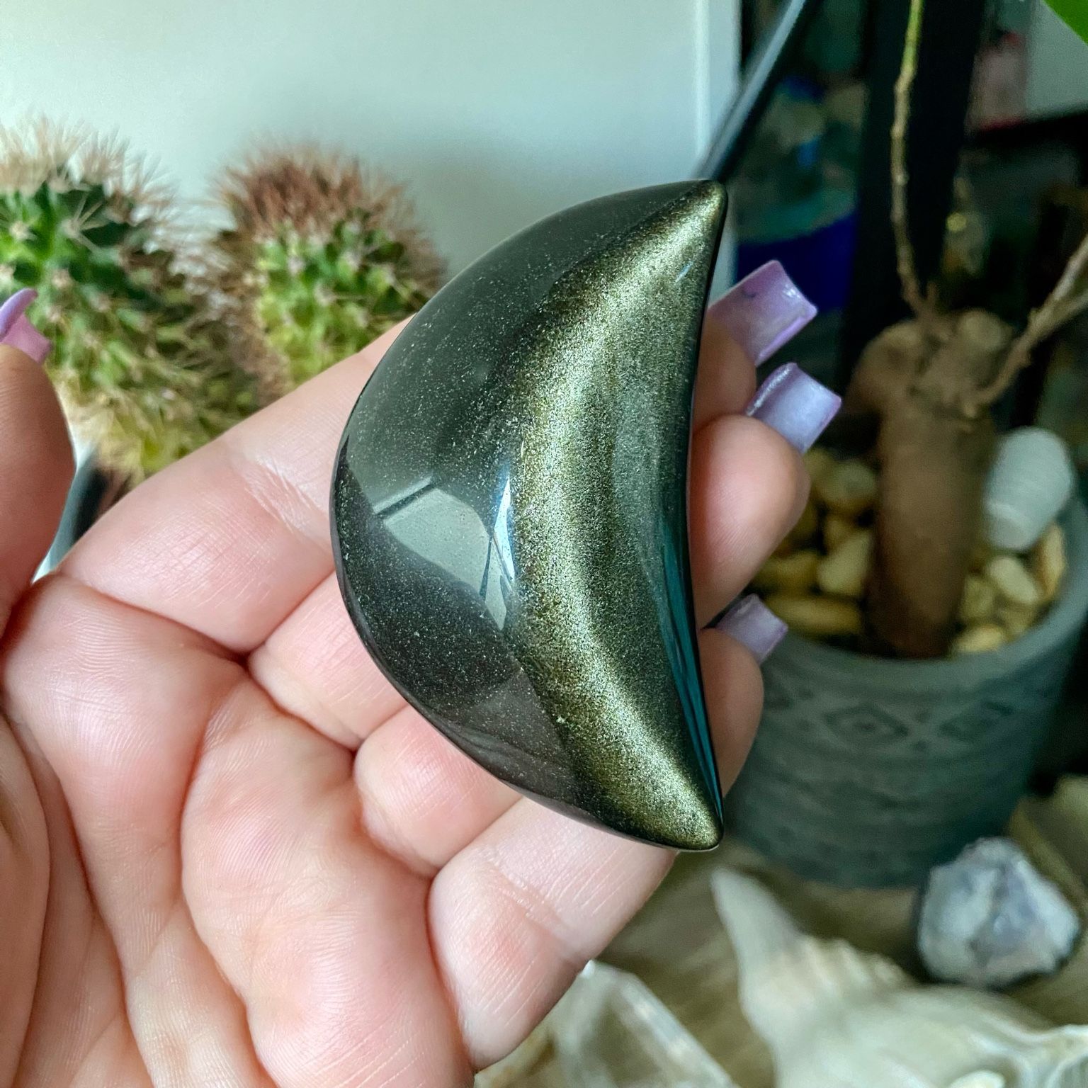 Lune obsidienne dorée protection énergétique