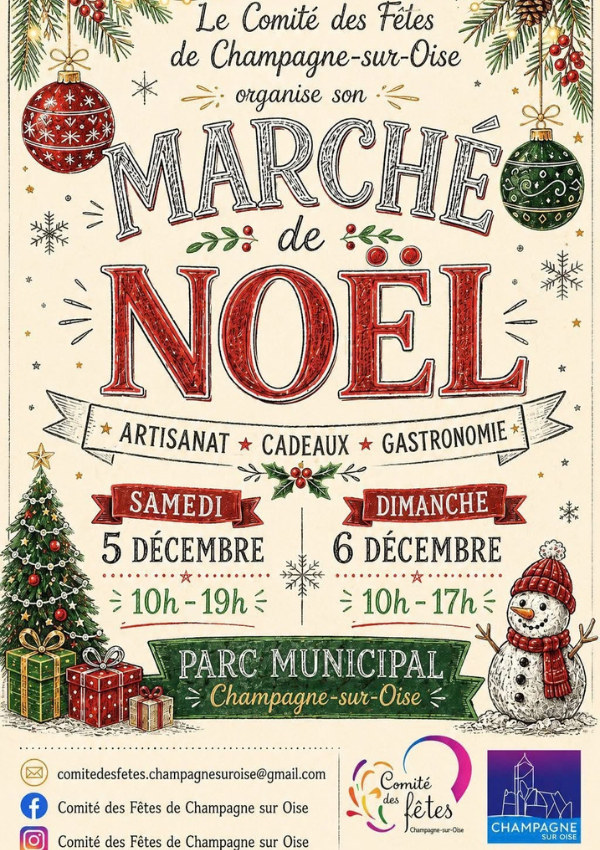 Affiche marché de noël de Champagne sur Oise du 5 et 6 décembre