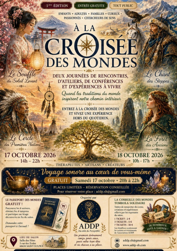 Affiche salon à la croisée des mondes du 17 et 18 octobre