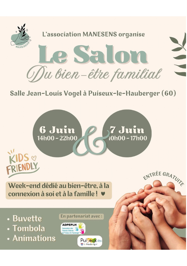 Affiche salon bien-être familial de Puiseux-le-Hauberger-le-hauberger du 6 et 7 juin 2026