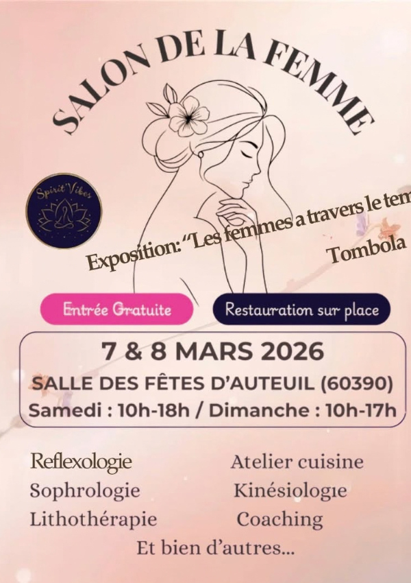 Affiche salon de la femme à Auteuil du 7 et 8 mars 2026